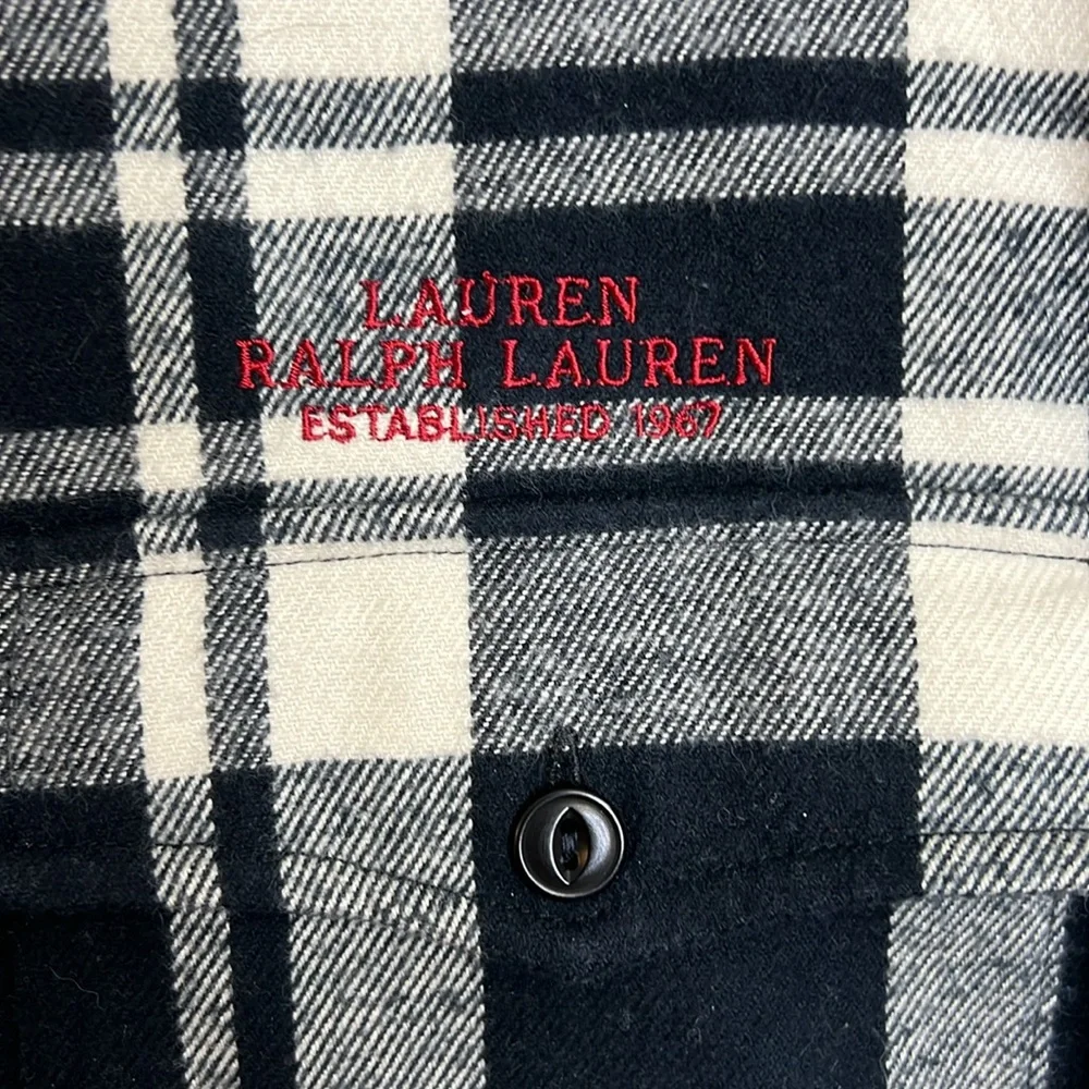 NWOT Lauren Ralph‎ Lauren Blue & White Plaid Zip Up Jacket- Large